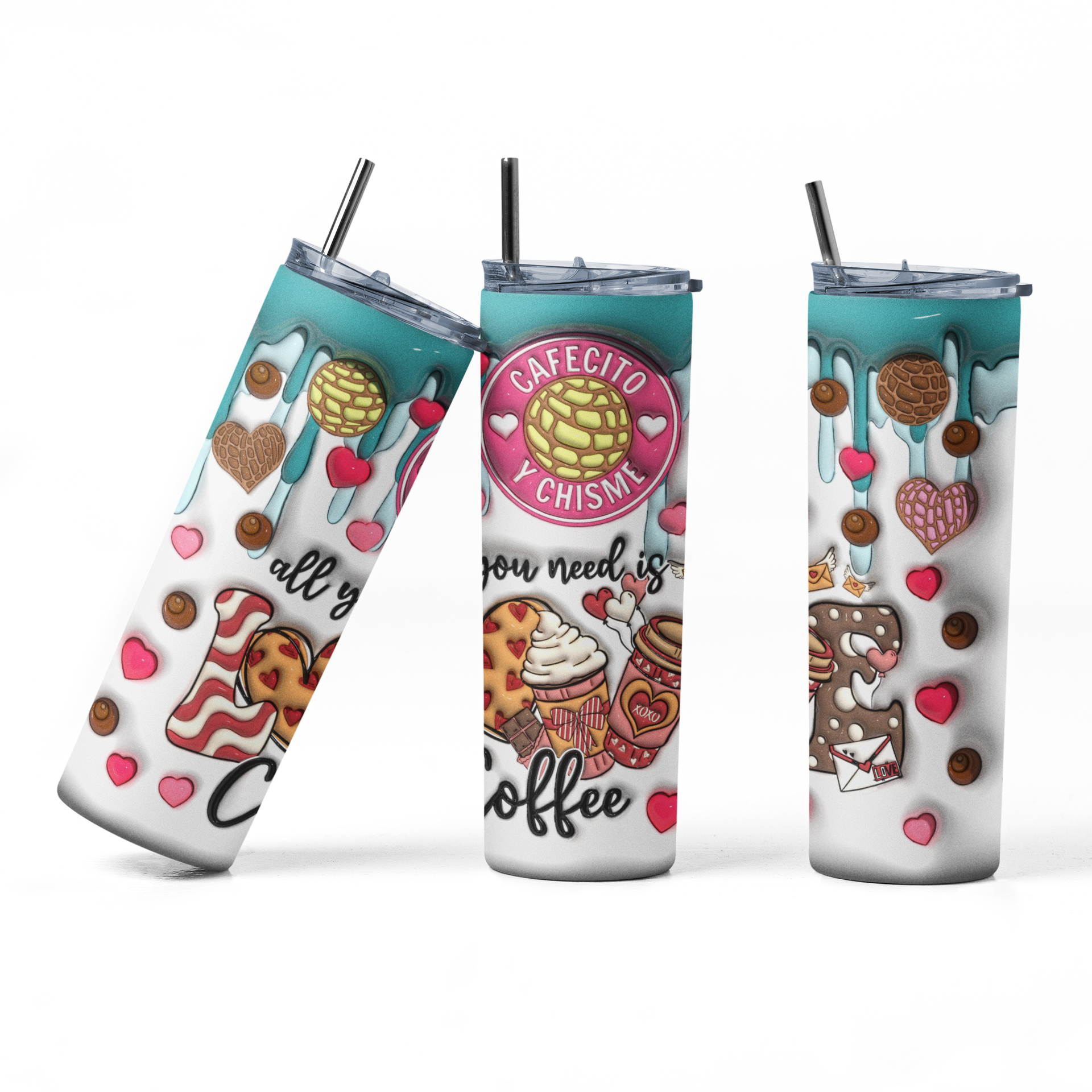 Cafecito and Chisme Tumbler Cafe Con Leche Vaso Gifts for 