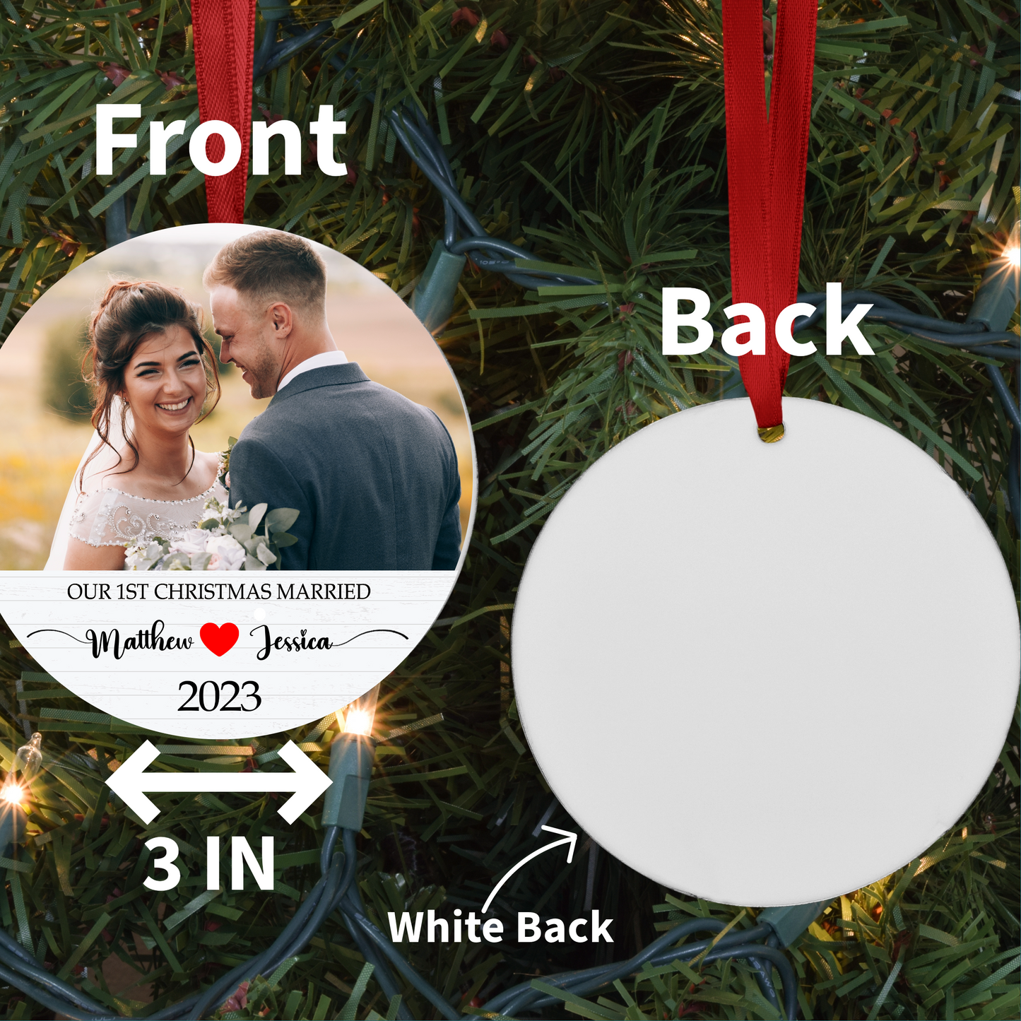 Personalized First Christmas Married Photo Ornament