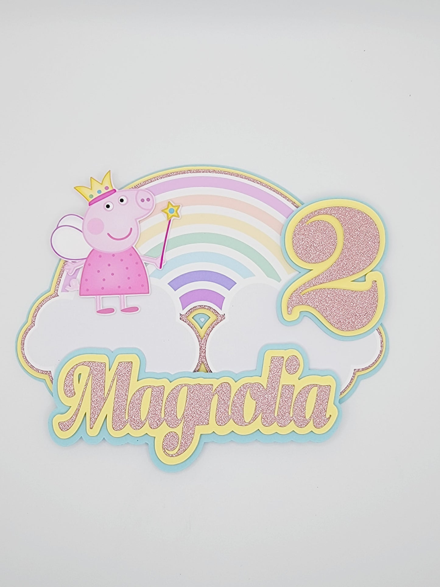 Pink Fairy Pig Rainbow Cake Topper