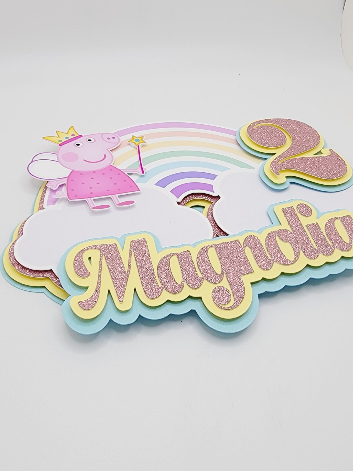 Pink Fairy Pig Rainbow Cake Topper