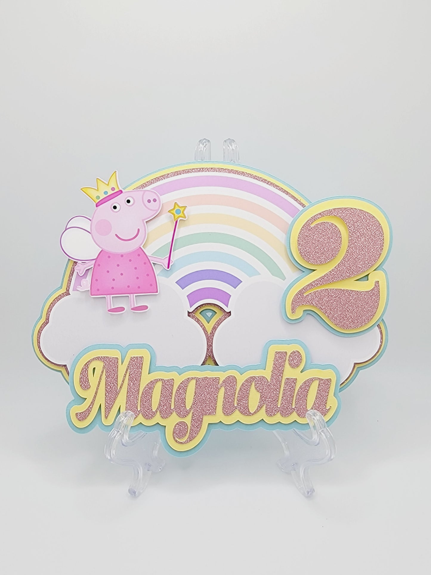 Pink Fairy Pig Rainbow Cake Topper