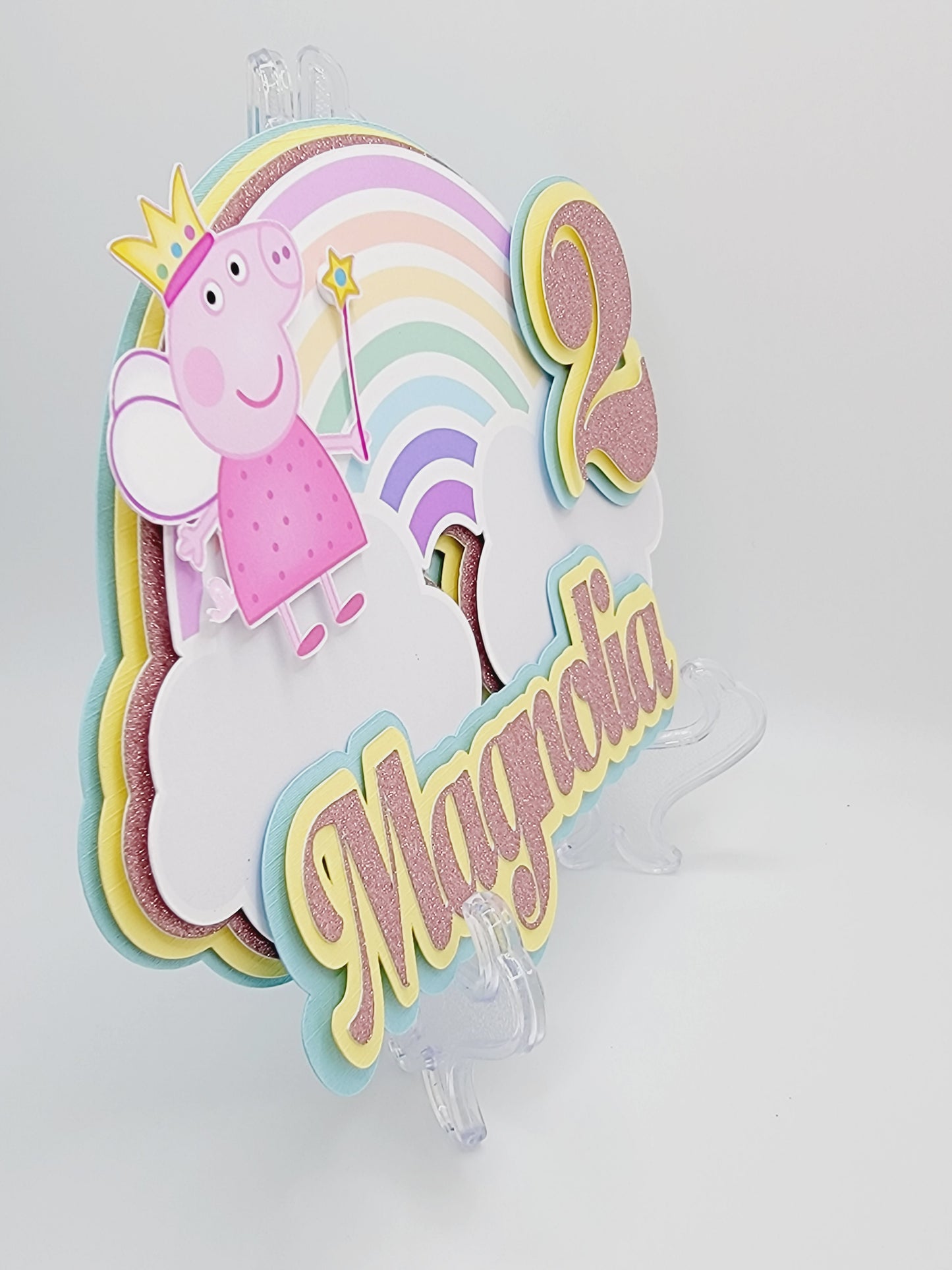 Pink Fairy Pig Rainbow Cake Topper