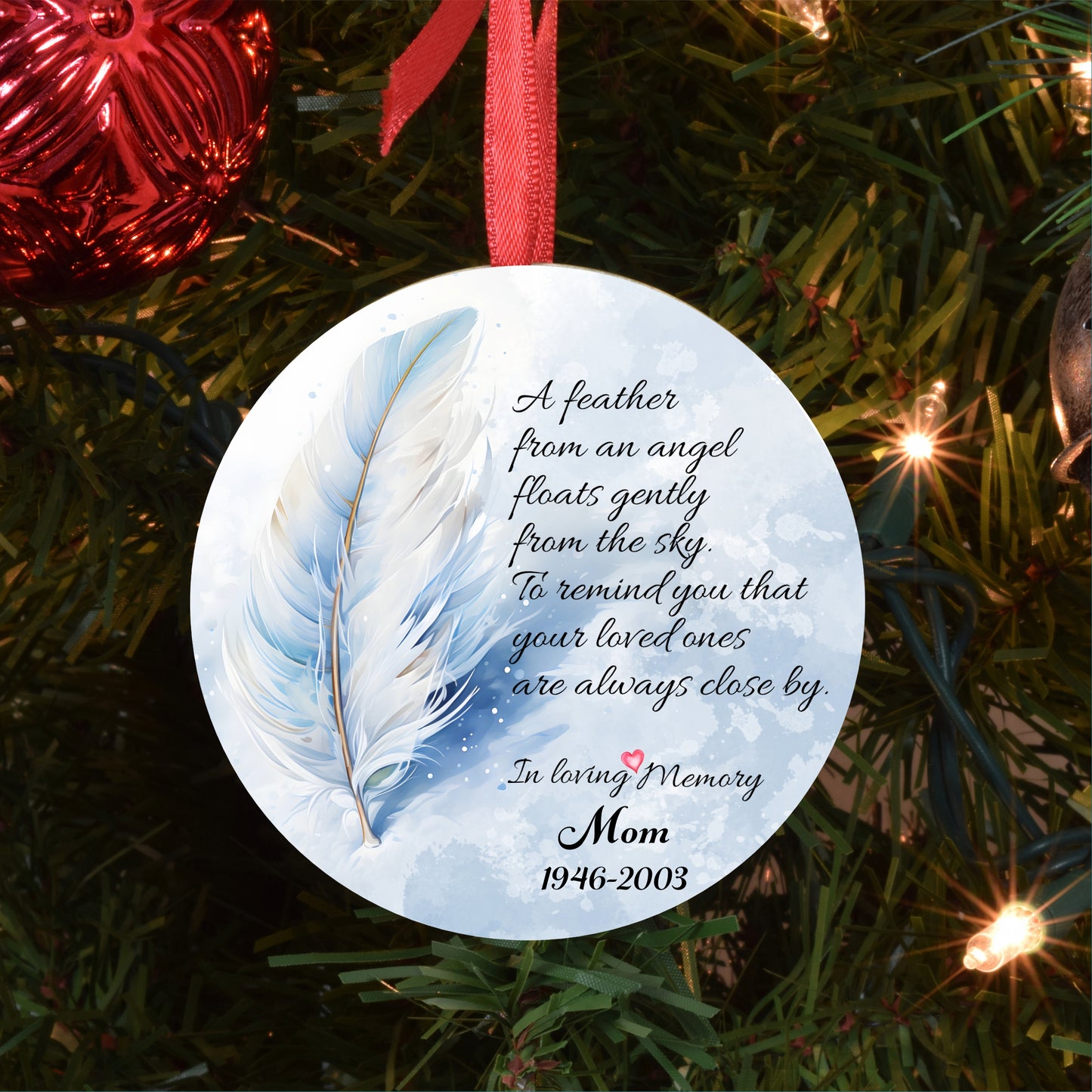 Personalized Feather Memorial Photo Ornament