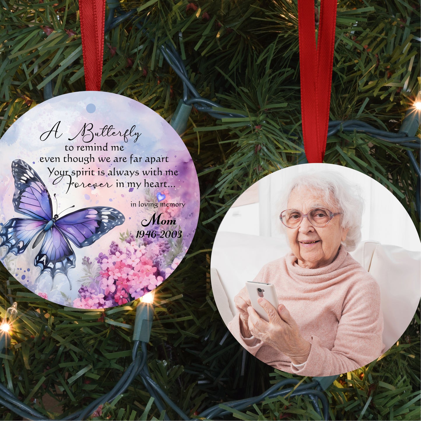 Personalized Butterfly Memorial Photo Ornament