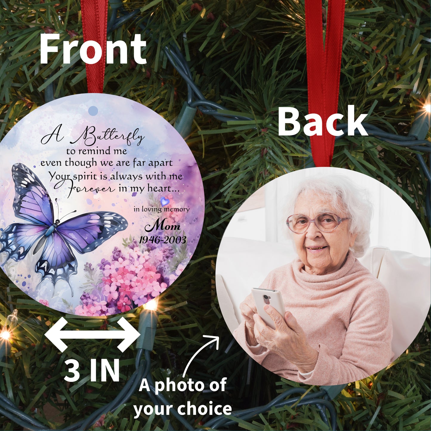 Personalized Butterfly Memorial Photo Ornament