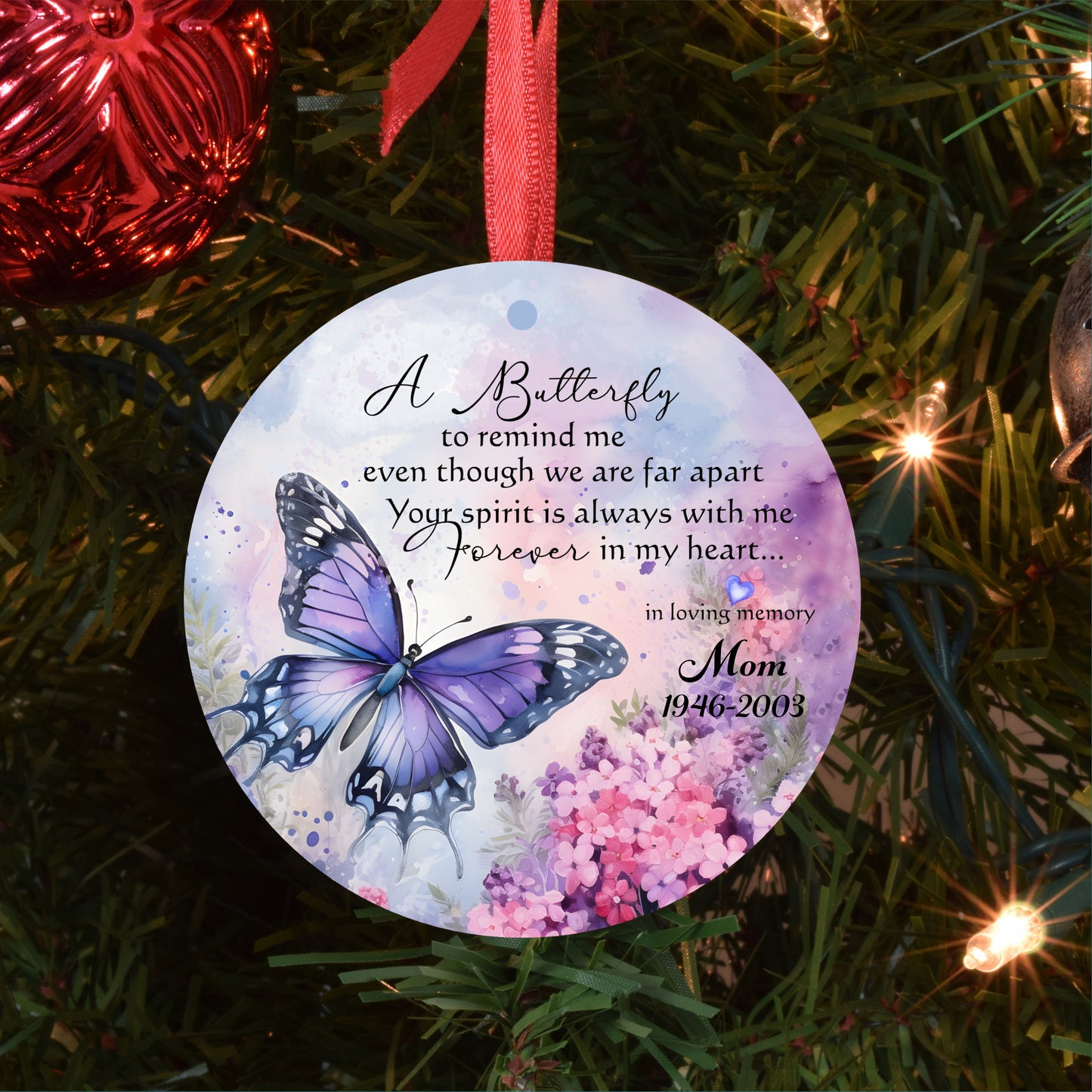 Personalized Butterfly Memorial Photo Ornament