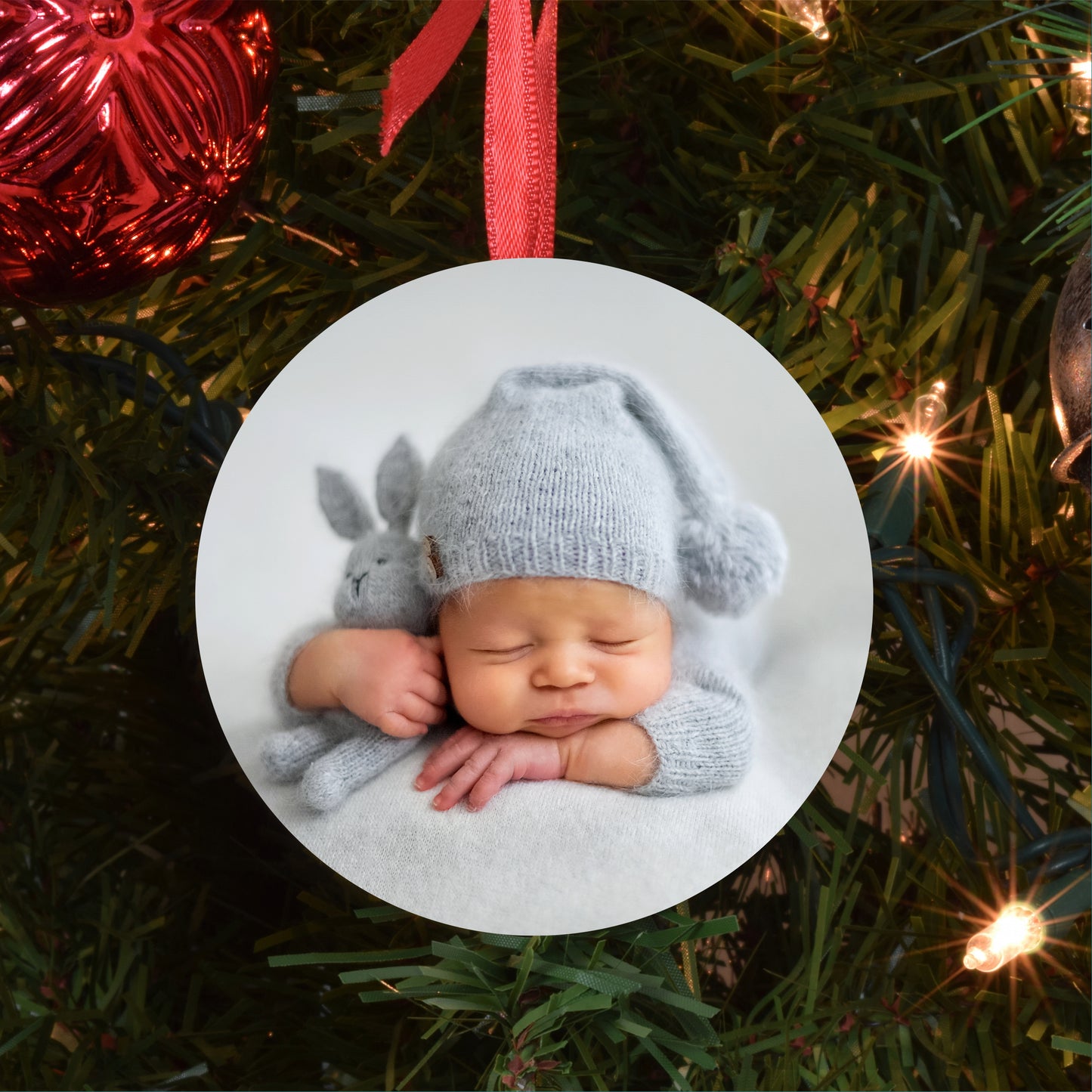 Personalized Baby's First Penguin Christmas Photo Ornament