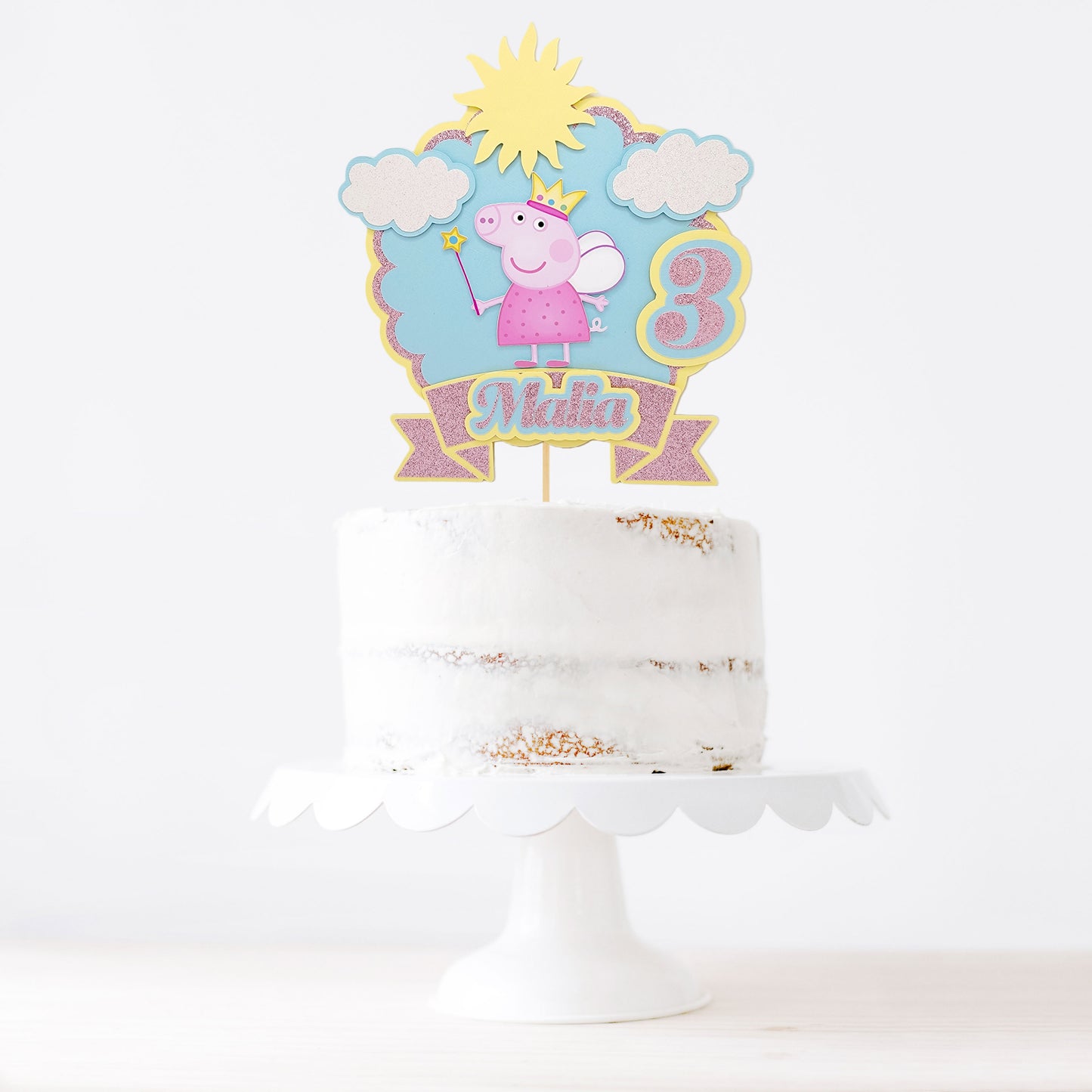 Pink Fairy Pig Cake Topper