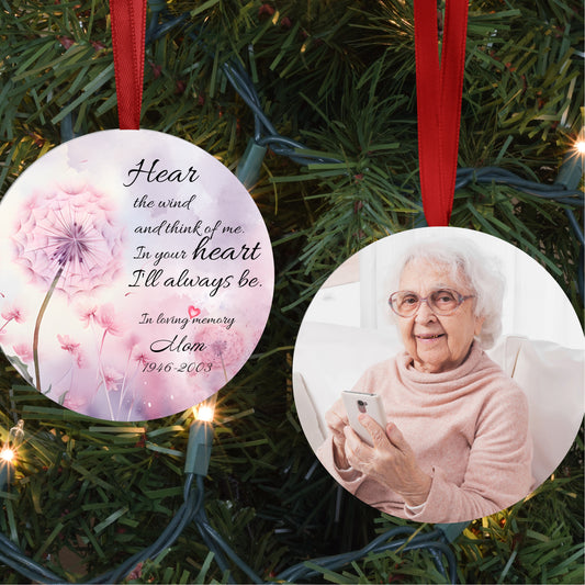 Personalized Pink Memorial Photo Ornament