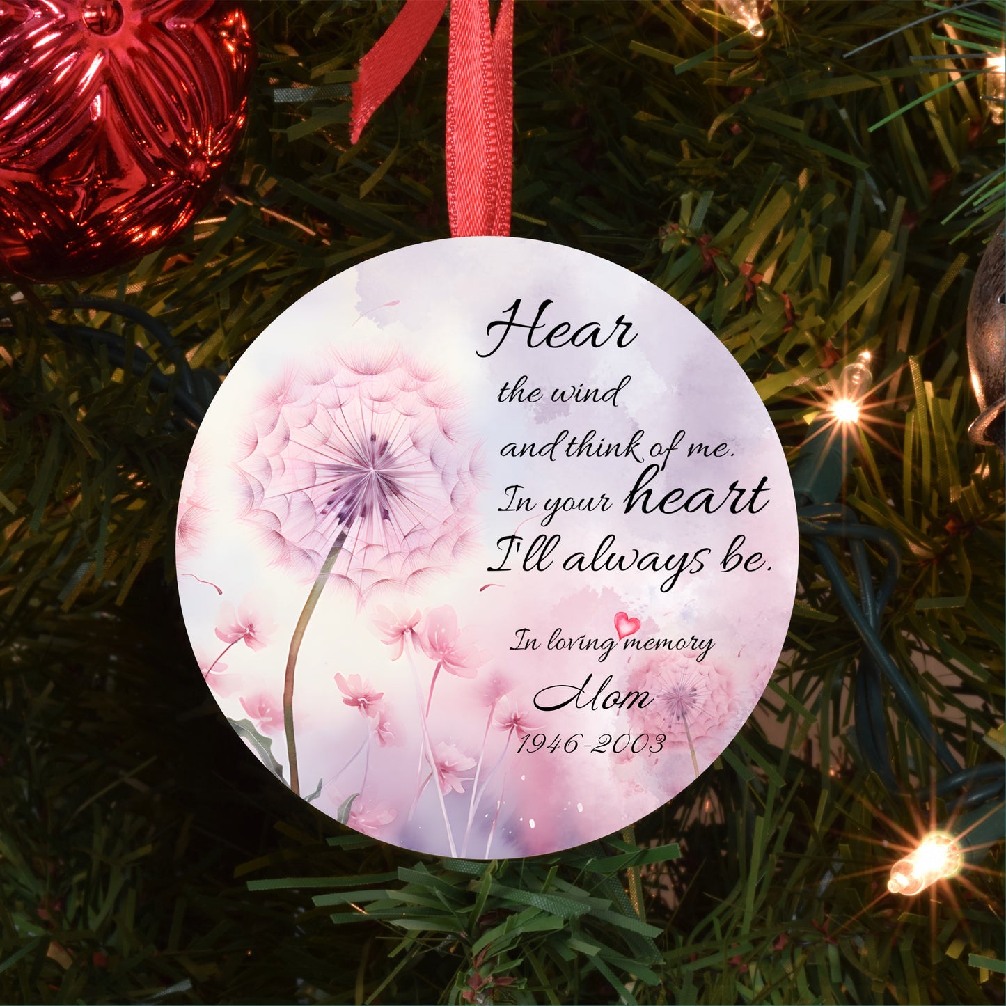 Personalized Pink Memorial Photo Ornament