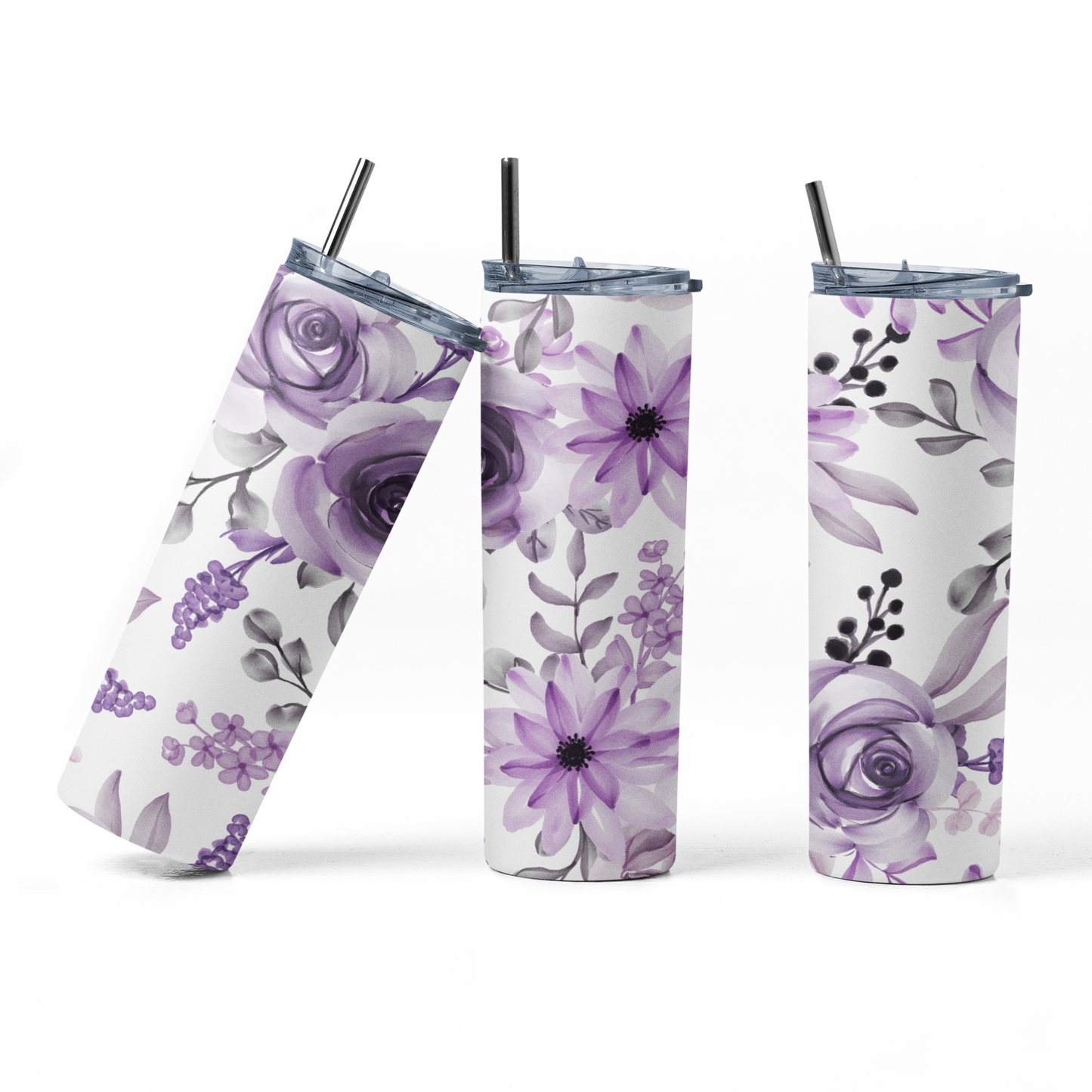 Purple Floral 20oz Stainless Steel Insulated Tumbler