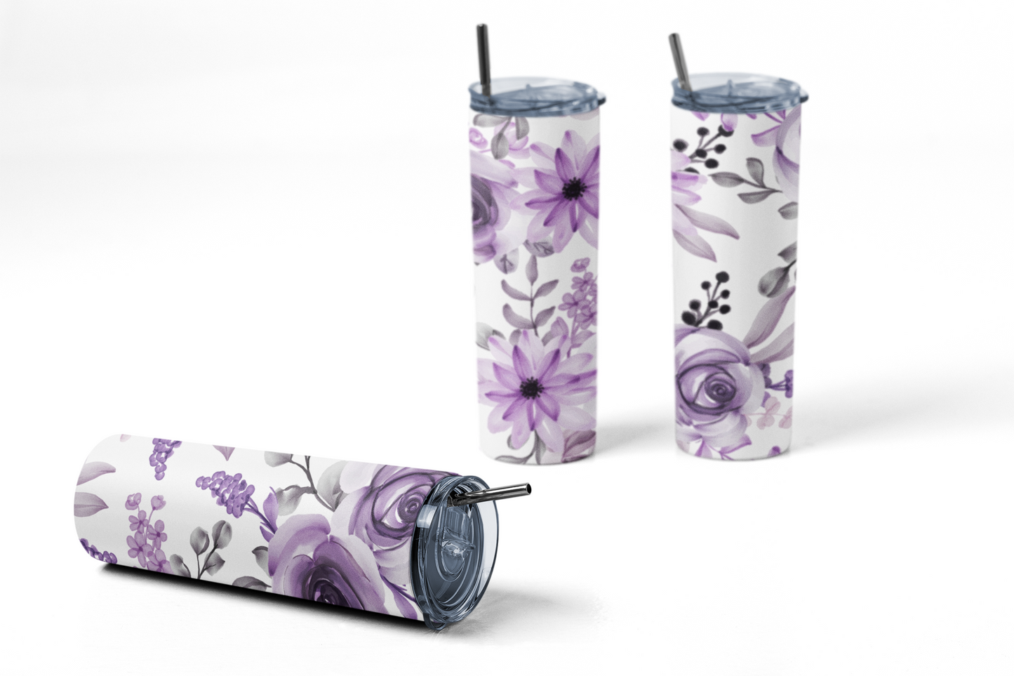 Purple Floral 20oz Stainless Steel Insulated Tumbler