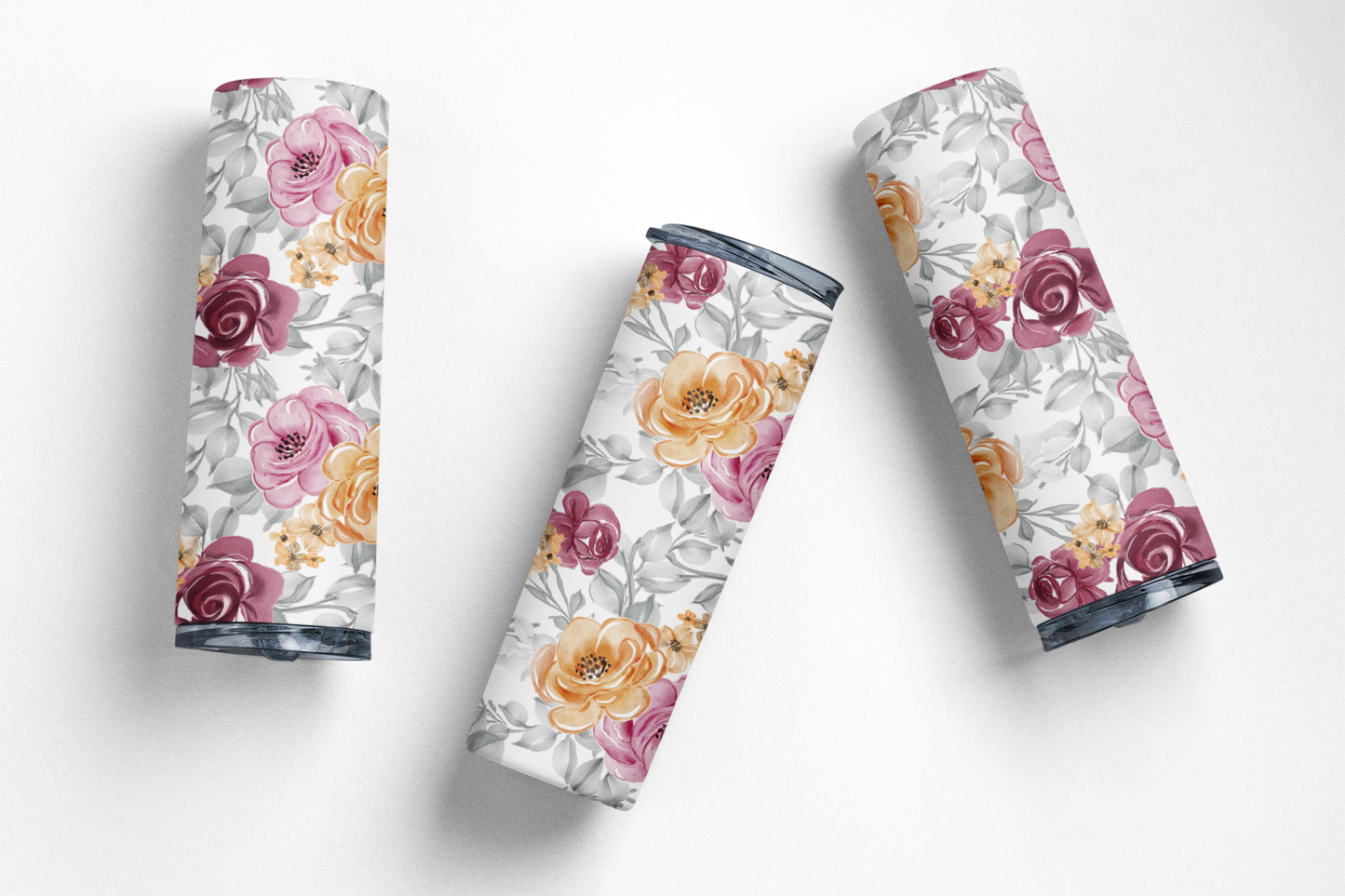 Purple and Orange Floral 20oz Stainless Steel Insulated Tumbler