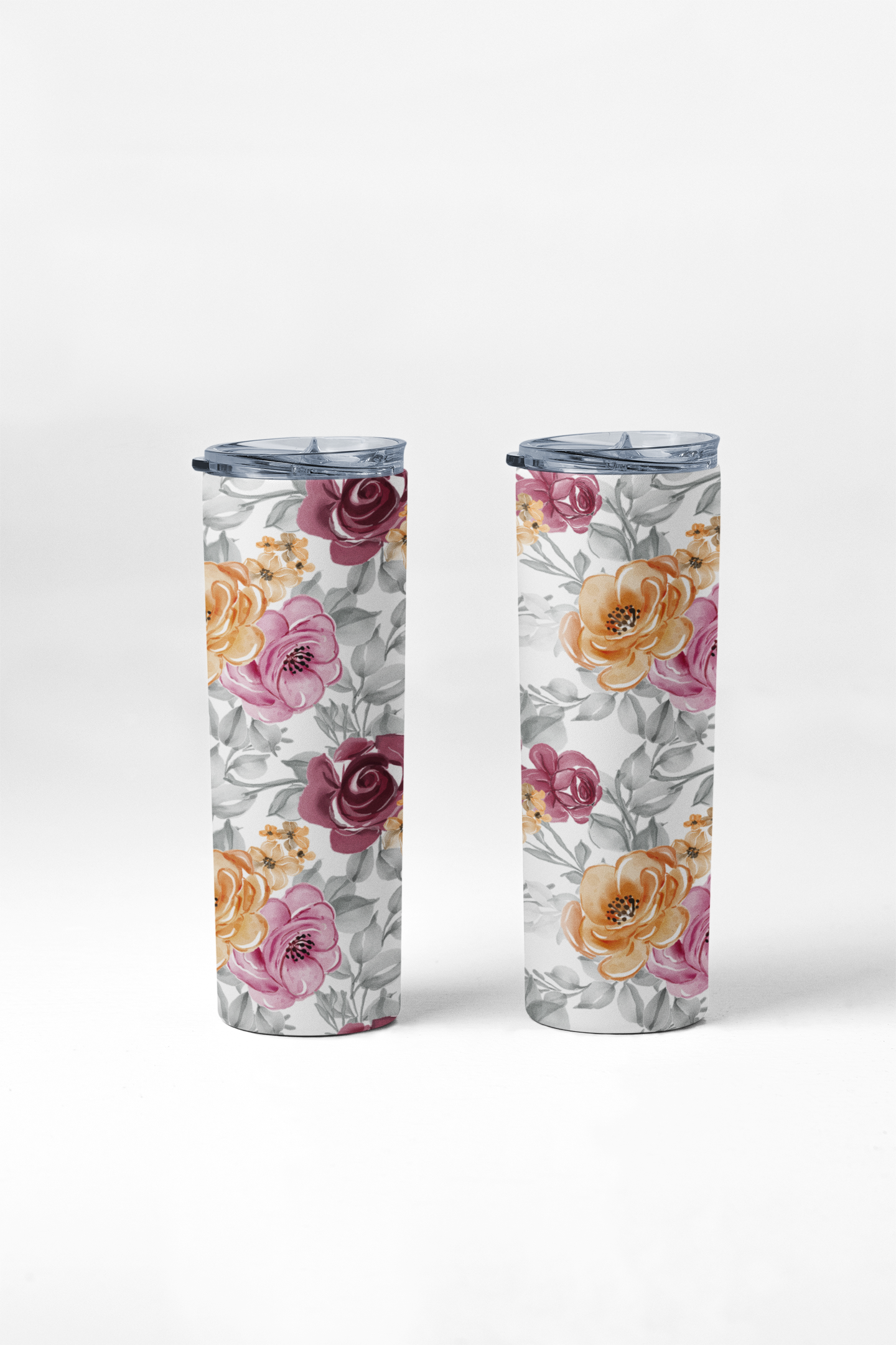 Purple and Orange Floral 20oz Stainless Steel Insulated Tumbler