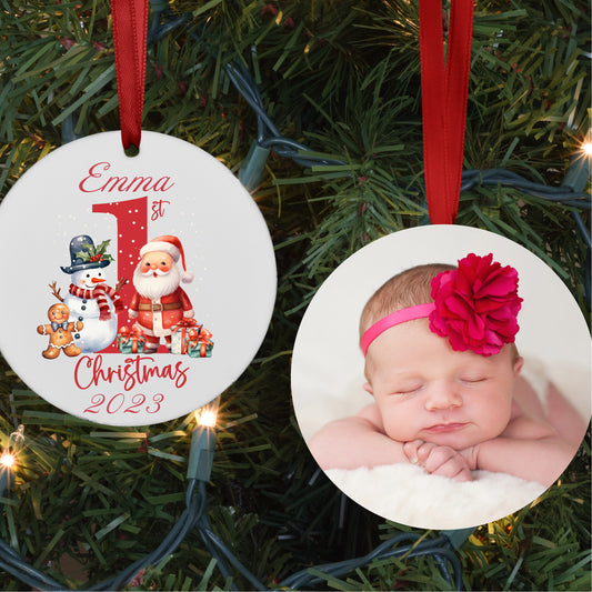 Personalized Baby's First Santa Christmas Photo Ornament