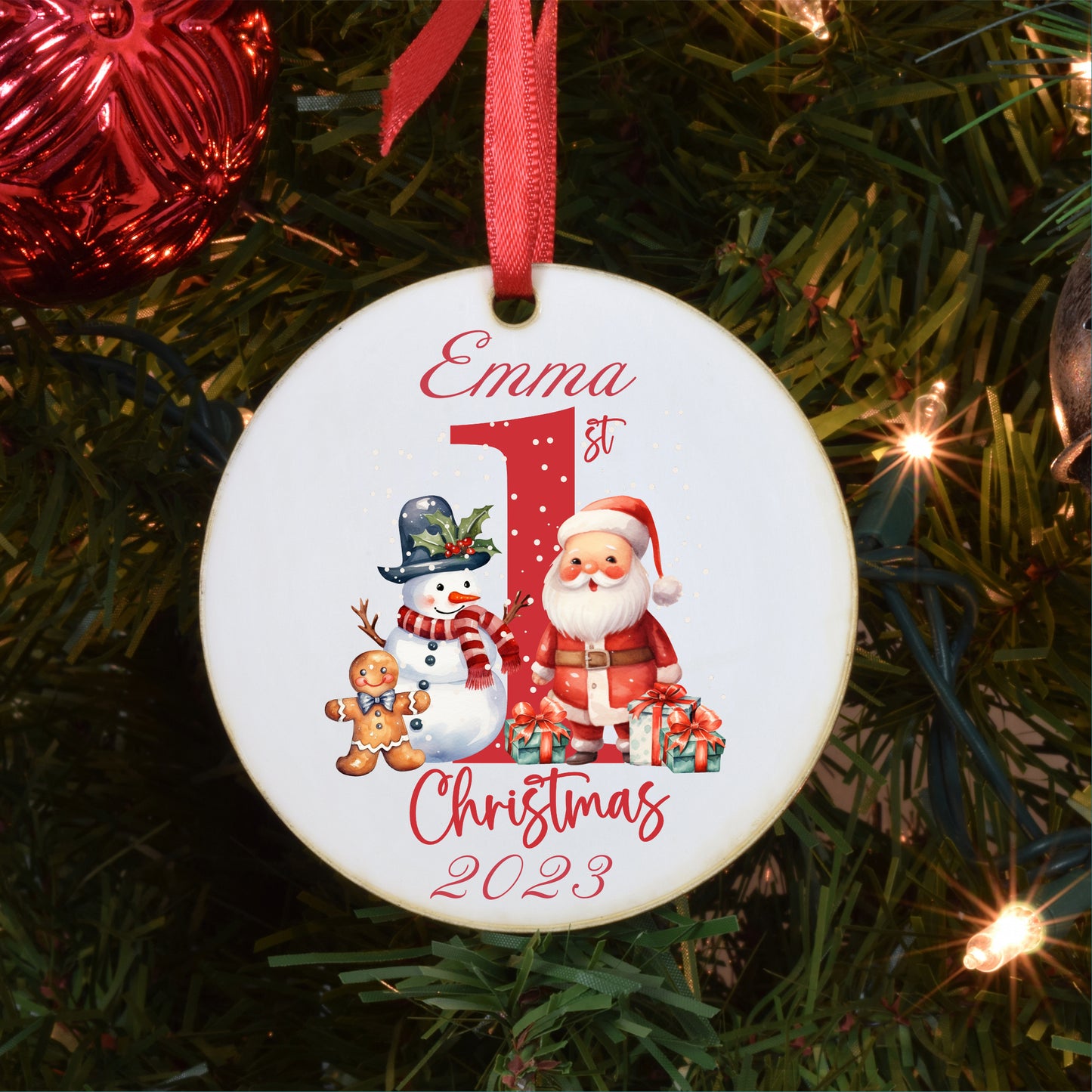 Personalized Baby's First Santa Christmas Photo Ornament