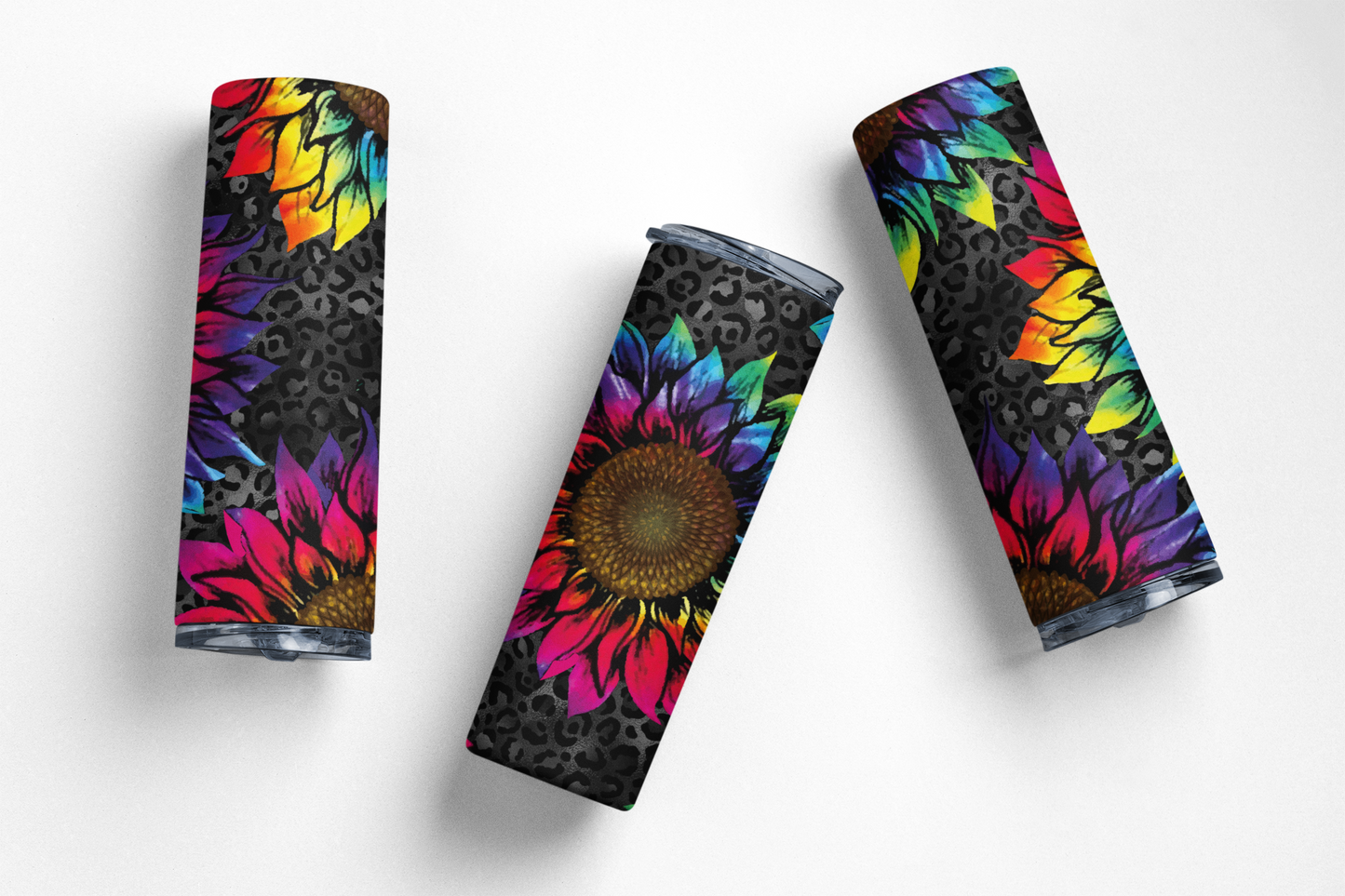 20oz Stainless Steel Vacuum Insulated Tumbler with Tie Dye Sunflower Print