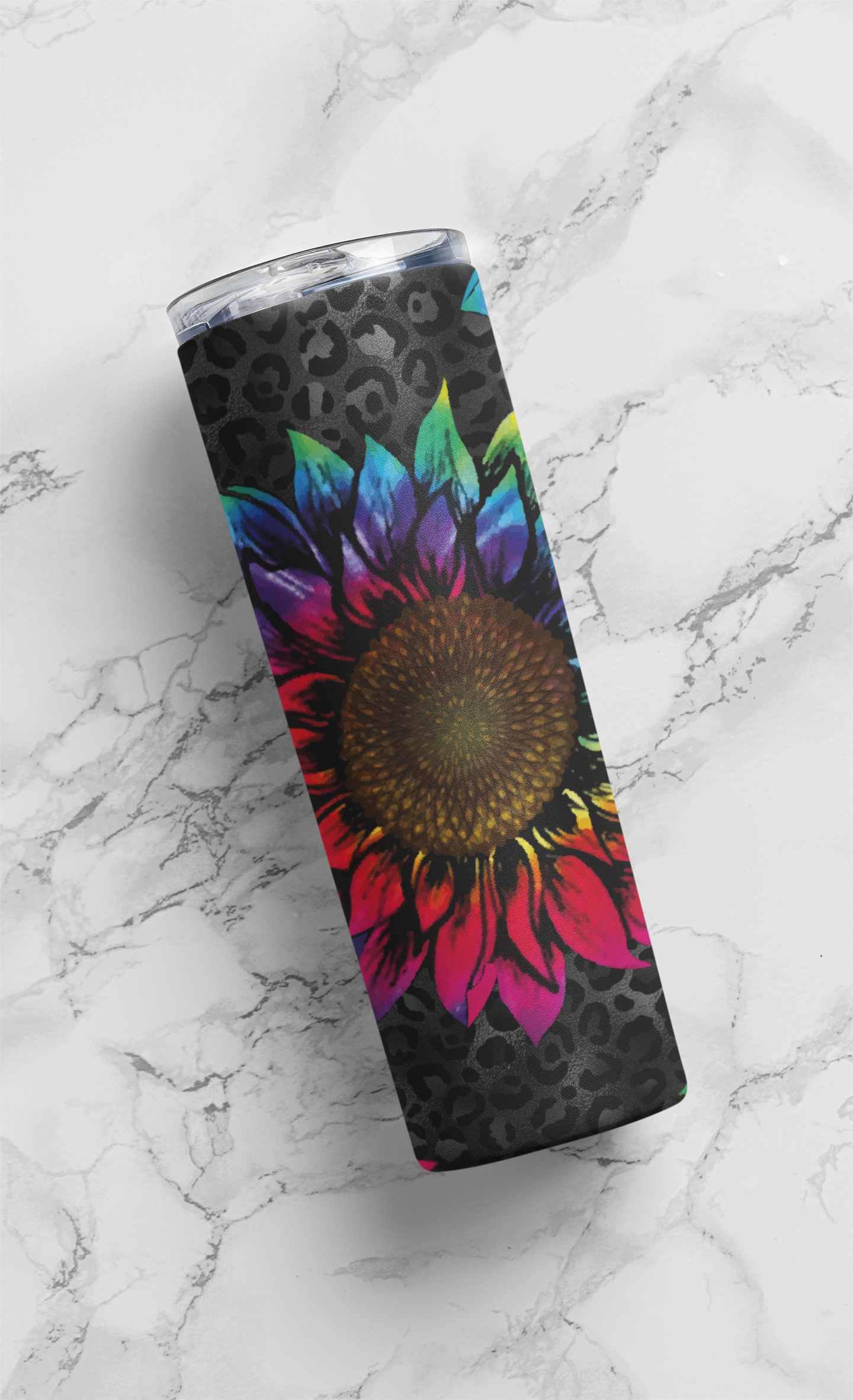 20oz Stainless Steel Vacuum Insulated Tumbler with Tie Dye Sunflower Print