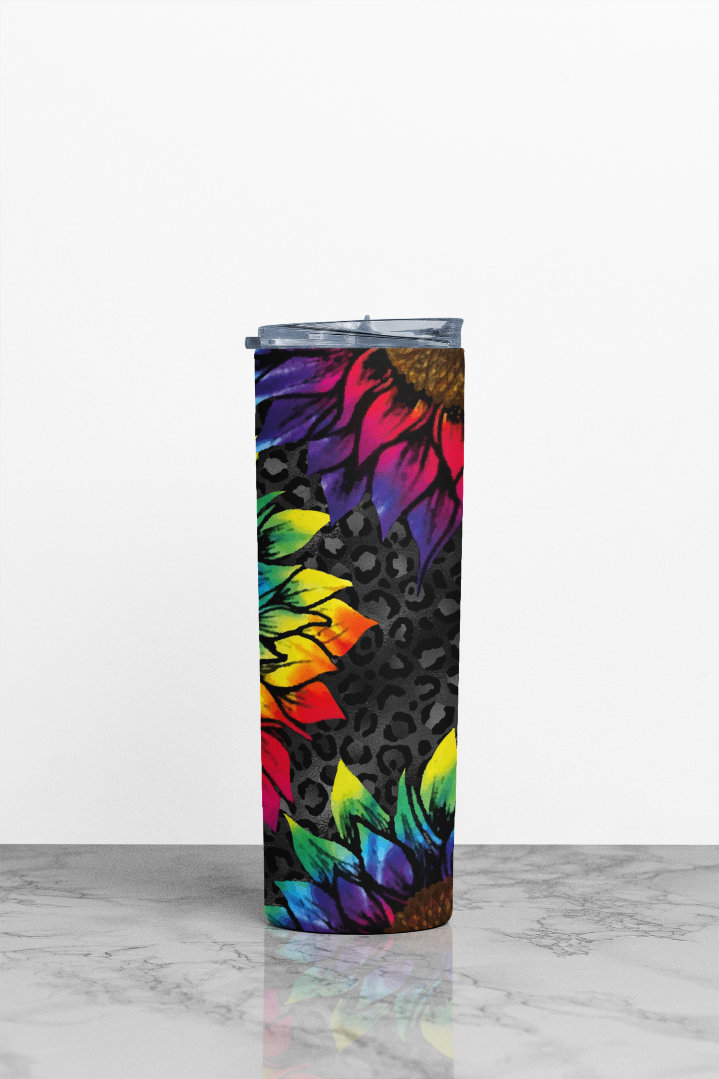 20oz Stainless Steel Vacuum Insulated Tumbler with Tie Dye Sunflower Print